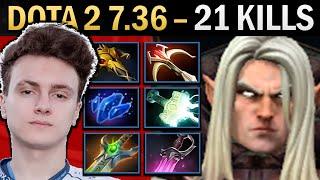 Invoker Gameplay Miracle with Mjolnir and 21 Kills - Dota 7.36