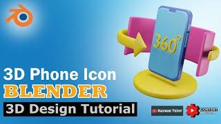 Blender 3D Icon Modeling - Make Phone Icon Tutorial - Realtime Process in Blender