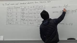 Finding Mean and Standard Deviation from a Frequency Table