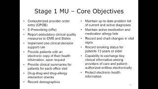 Configuring EHRs: Lecture 7a: Meaningful Use and Implementation