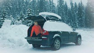 Solo Winter Camping in My CAR through Freezing Temps