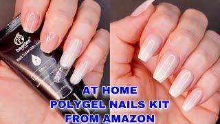 FIRST TIME USING AT HOME POLYGEL NAIL KIT FROM AMAZON