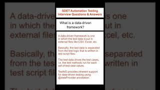 SELENIUM : Data Driven Framework - SDET Automation Testing Interview Questions & Answers