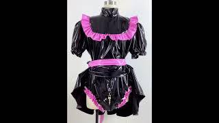 Sissy PVC Dress Lockable Maid Uniform Cosplay Clothing France Maid Latex Costume