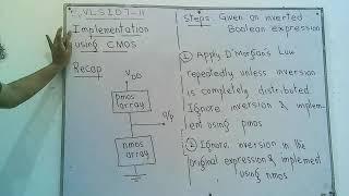 VLSID7-11 | Implementing Boolean Expression using CMOS | CMOS NAND | CMOS NOR | VLSI Design