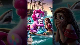 ️ Pinkie Pie With Elsa & Moana Scared From Shark Attack 