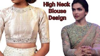 High Neck Blouse Cutting And Stitching | Deepika Padukone Style Princess Cut Blouse Design