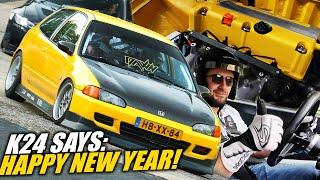 K24 Honda Civic EG VTEC SCREAMS Happy New Year! // Nürburgring