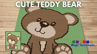 FREE GRAPH Cute Teddy Bear C2C & Tapestry Crochet Pattern | Magic Yarn Pixels