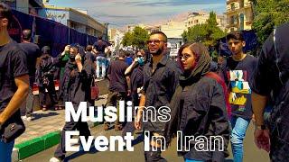 Walking Tour On Muslims Event In Tehran - Iran 4k  محله چیذر، تهران، ایران