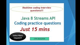 Java 8 programming interview questions | Java 8 coding interview questions | Streams api