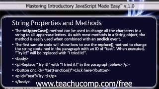 JavaScript Training Tutorial String Properties and Methods