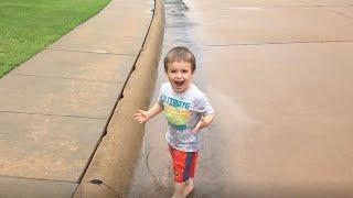 2 Year Old Loves to Play & Splash in the Rain