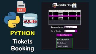 TICKETS BOOKING SYSTEM PYTHON CUSTOMTKINTER MODERN TKINTER PROJECT WITH SQLITE3 DATABASE