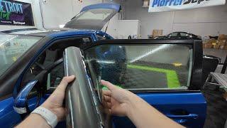 Every step to tinting a wide door window