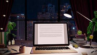 Rainy Night Study Ambience | Typing & Handwriting Sounds | Rain Sounds | Deep Focus & Productivity