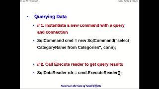 C# U5  Ado dotNet Architecture SQL Data Provider Objects