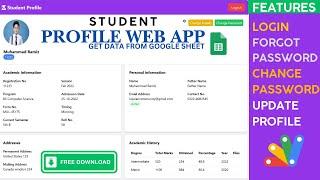 Student Profile Page Web App | Get All Data From Google Sheets | C21