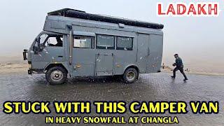 EP 387/ JUST STOPPED THE CAMPER VAN WITH ROCK FROM FALLING INTO THE VALLEY OF CHANGA PASS IN LADAKH