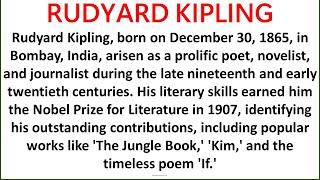 essay on rudyard kipling | 10 lines on rudyard kipling | 10 Lines about Rudyard Kipling