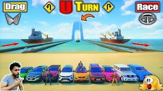 GTA 5: NEW Powerful  SUVs Impossible Water U-TurnDrag Race Challenge! GTA 5