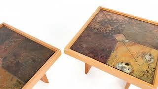 Gangso Mobler Style Mid Century Teak and Tile Side Tables - A Pair