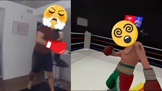 REAL HEAVYWEIGHT BOXER vs VR BOXING GAME Thrill of the fight