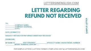 Request Letter for Refund - Sample Letter for Refund not Received for Returned Order