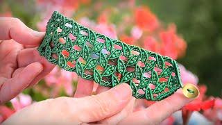 Leaves with beads Macrame bracelet Tutorial