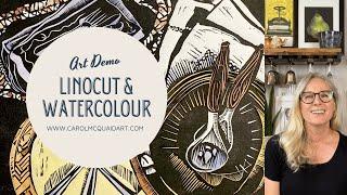 Linocut Watercolour Demo