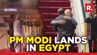 PM Modi Lands In Egypt For Maiden State Visit; Gets Welcomed With Guard Of Honour