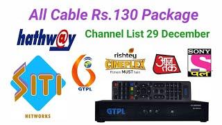 Hothway, GTPL, CITI All Cable TV Rs.130 Package Free Channel list 29 December 2018