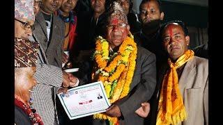 Madhav Kumar  Nepal after winning the election.