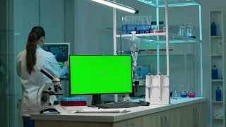 Laboratory with scientists green screen