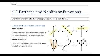 Non-Linear Functions And Graphing Function Rules