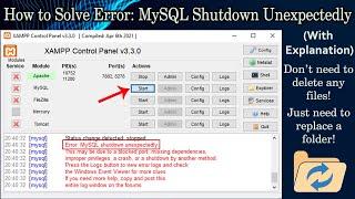 How To Solve "Error: MySQL Shutdown Unexpectedly" In XAMPP Server (Only 1 Minute)