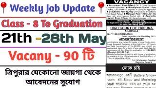 Tripura weekly job update 21-28th may  class - 8 to graduation  Vacancy - 90 টি  Update Tripura