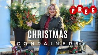 DIY Holiday Pots & Window Boxes using FREE Fresh Cut Evergreens! 