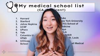 How to Make a GOOD Medical School List & sharing MINE!