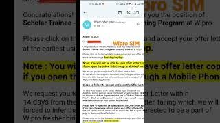 Wipro SIM offer letter 2022