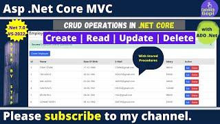 Full CRUD Operations Using ASP.NET Core And ADO.NET | CRUD with SQL Stored Procedure | .Net 7.0