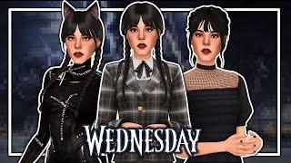 The Sims 4 Create A Sim || Wednesday Addams Inspired Outfits + Links! (Maxis Match)