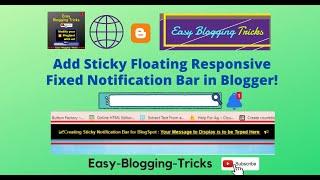 How to Create Sticky Responsive Fixed Floating Notification Bar with Message and Link in Blogger ?