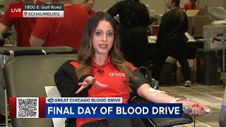 Great Chicago Blood Drive: Cheryl Scott donates blood live on ABC7 at Schaumburg donation site