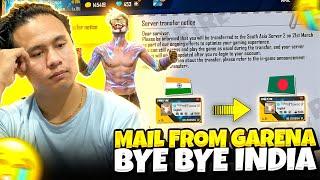 Please Garena let me Stay in Indian Server  I Got a Mail From Free Fire Regarding Server Transfer 