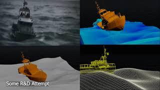 Houdini water FX flip fluid simulation coast guard riding wave R&D with video reference