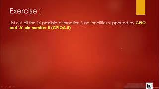 17 GPIO Alternate functionality register an001 Alternate functionality settings of a GPIO pin with e