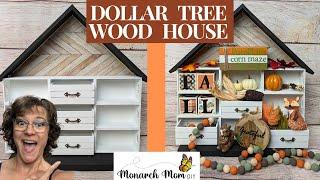 DOLLAR TREE WOOD HOUSE DIY | Tiered Tray House | Dollar Tree DIY | Wood Crafts | QMay Air Dry Clay