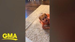 Toddler has hilarious reaction to dad telling her it's bath time