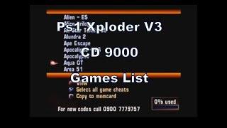 Xploder (V3) CD9000 for Ps1 (Cheat Disc) Games List